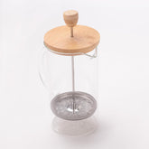 Homestic Premium 1L Glass Jug with Bamboo Lid | Leakproof Pitcher for Water Juice Iced Coffee Brew | Heat Resistant | Housewarming Gifts | Transparent Serviceware - 1 Pack